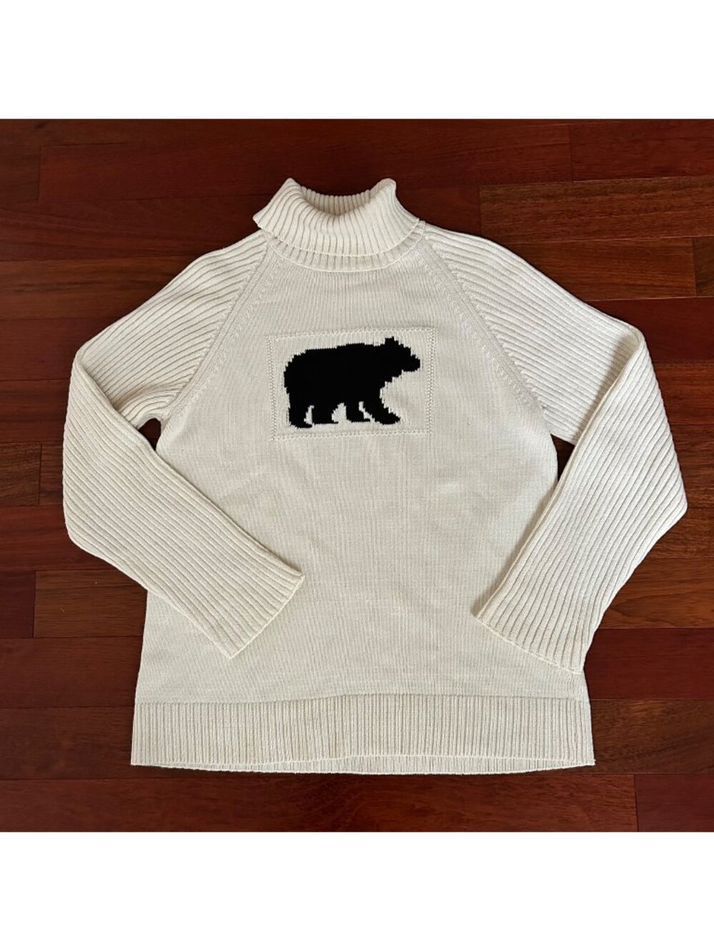 Women's Black Bear Chunky Turtleneck Sweater Relaxed Size Large‎ 14-16